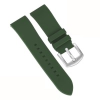 High Quality Fluororubber Watch Band Brushed Stainless Steel Buckle Replace Strap